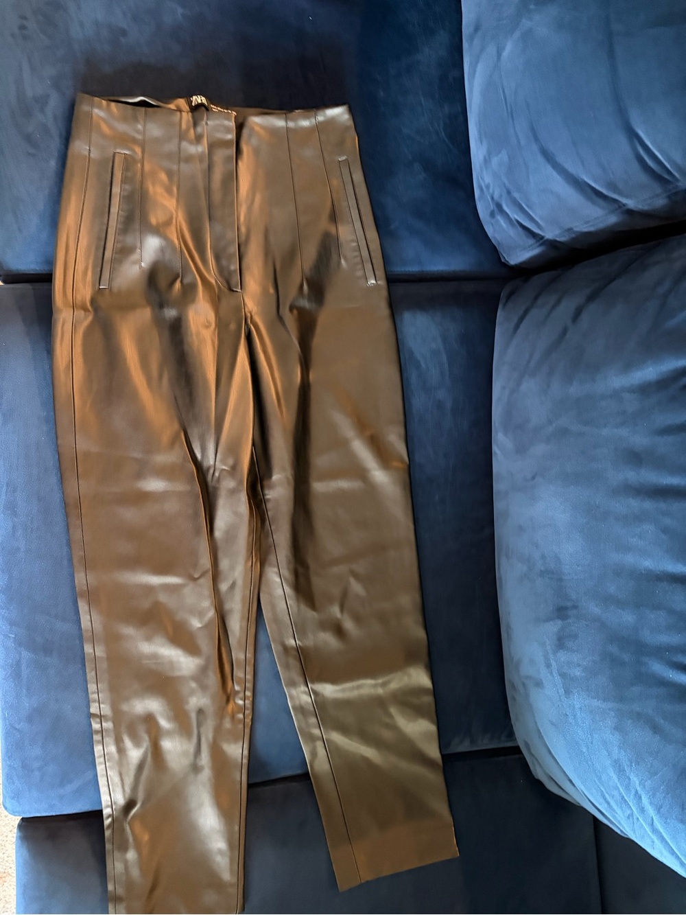 Zara Black Faux Leather High-Waist Trousers